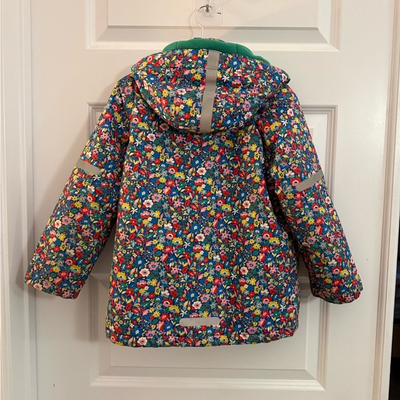 Mini Boden Multicolor Floral Puffer Jacket with Green Hood - Picture 2 of 3